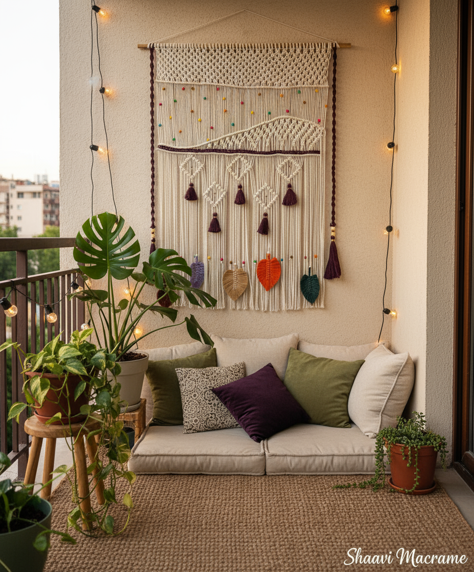 Macrame Leaf & Tassel Wall Hanging