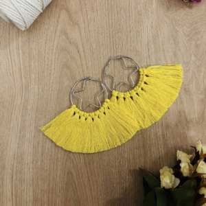 Handmade Macrame Boho Earrings - Yellow