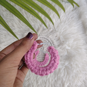 Handmade Macrame Knitted Earrings - Blue