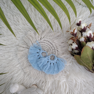 Handmade Macrame Boho Earrings - Blue