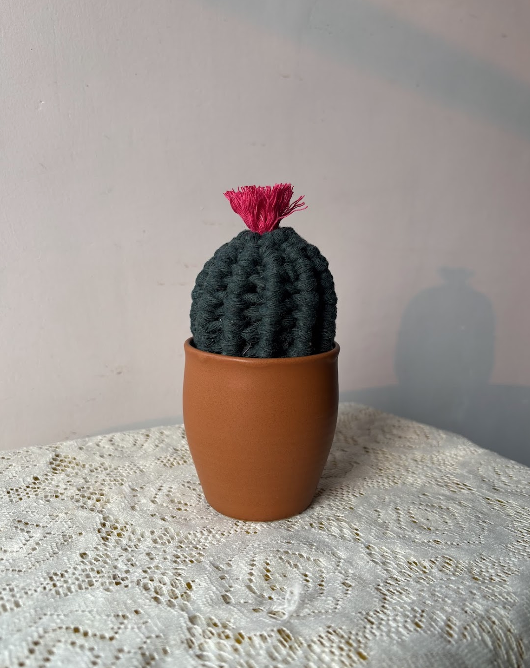 Handmade Macrame Cactus Plant with Flower
