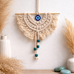 Macrame Evil Eye Wall Hanging - Off White