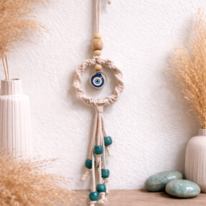 Macrame Evil Eye Charm - Off White